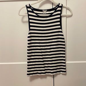 navy and white striped tank
